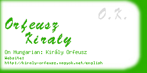 orfeusz kiraly business card