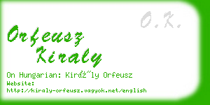 orfeusz kiraly business card